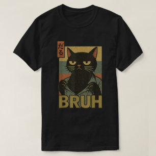 Camiseta Gato Bruh Meme Estética Japonesa de Anime
