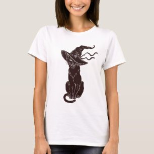 Camiseta Gato Bruxa Halloween Gato Preto Chapéu de Bruxa As