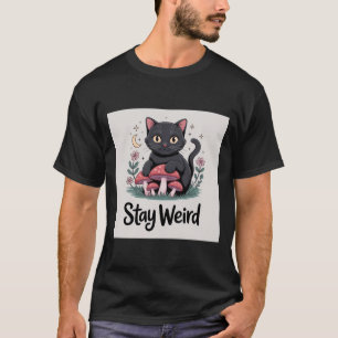 Camiseta Gato Bruxo Fique Estranho Estética Gótica Cottagec