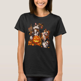 Camiseta Gato Cachorro Fantasma Halloween Arte Divertida e