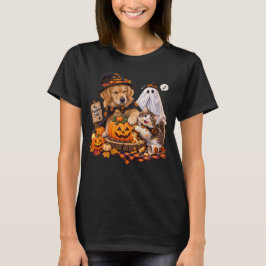Camiseta Gato Cachorro Torta de Abóbora Engraçada Fantasma