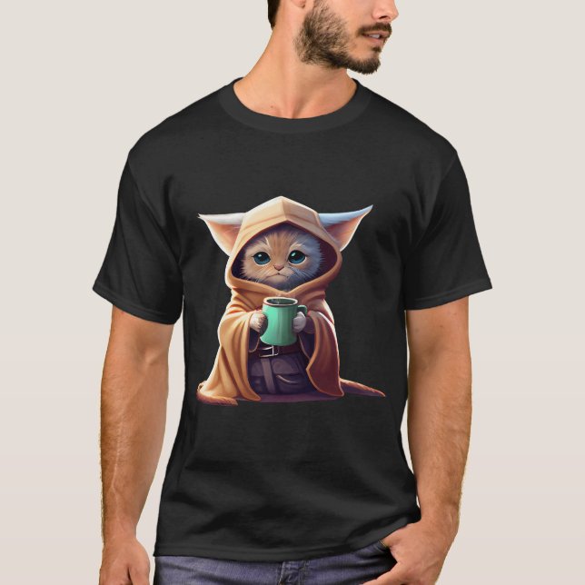 Camiseta Gato Café Lover Kitten Bebê Gelado Adorável Arte V (Frente)