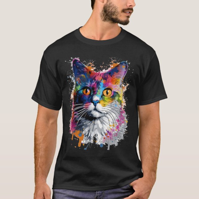 Camiseta Gato caleidoscopio (Frente)