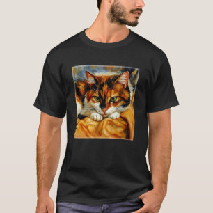 Camiseta Gato Calico Aconchegante Mamãe Papai Impressionist