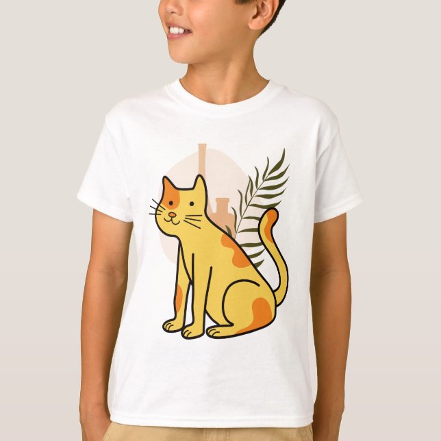 Camiseta Gato Calico Botânico Fofo (Frente)