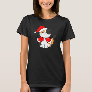 Camiseta Gato Calico Chapéu de Papai Noel Natal Gato Bah