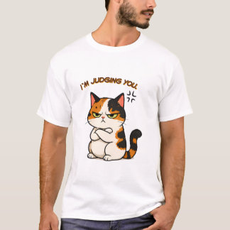 Camiseta Gato Calico Mal-humorado - Estou a julgar-te