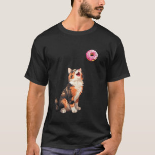 Camiseta Gato Calico Olhando Para Donut, Gato Calico Engraç
