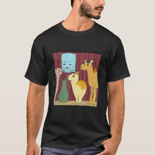 Camiseta Gato Camelo & Llama Imagem Fofa Rara Colorida Vint