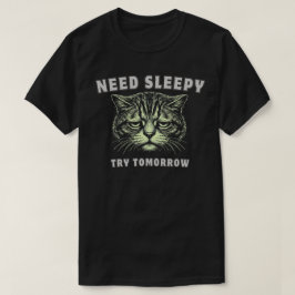 Camiseta Gato Cansado Minimalista “Preciso Dormir” Divertid