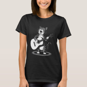 Camiseta Gato Cantando Tocando Violão Animal Engraçado Músi