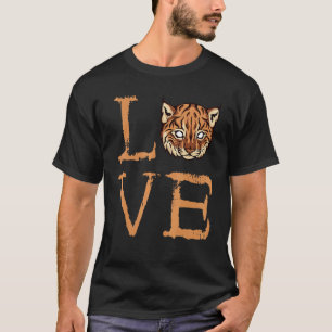 Camiseta Gato Caracal Assustador Rosto de Gato Amor Coração