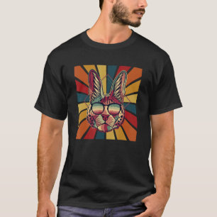 Camiseta Gato Caracal Funky Retro com Óculos de Sol Colorid