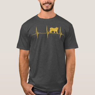 Camiseta Gato Caracal Gato Selvagem Batimento Cardíaco Puls