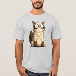 Camiseta Gato Cartoon Mal-Humorado Engraçado – Meme Olhos G