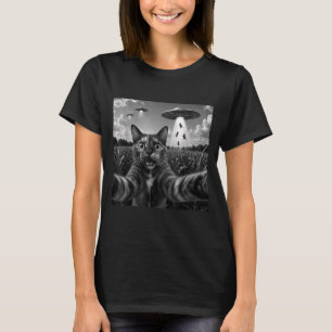 Camiseta Gato Casaco de Tartaruga Selfie Com Alien OVNI Eng