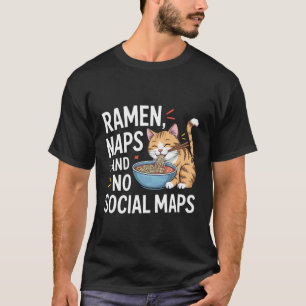 Camiseta Gato Caseiro Aconchegante Sonolento Ramen e Sem Ma