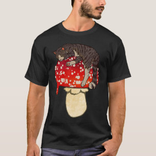 Camiseta Gato Castanho Gato Gato Dormindo em Maçã Vermelha