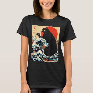 Camiseta Gato Catzilla Arte Japonês Gato Engraçado Kawaii G