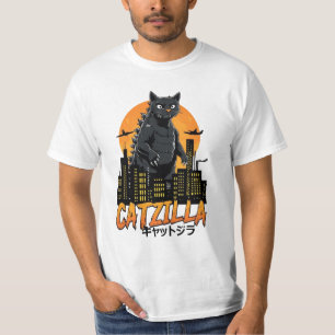 Camiseta Gato Catzilla Gato Japonês Gpresentes Engraçados
