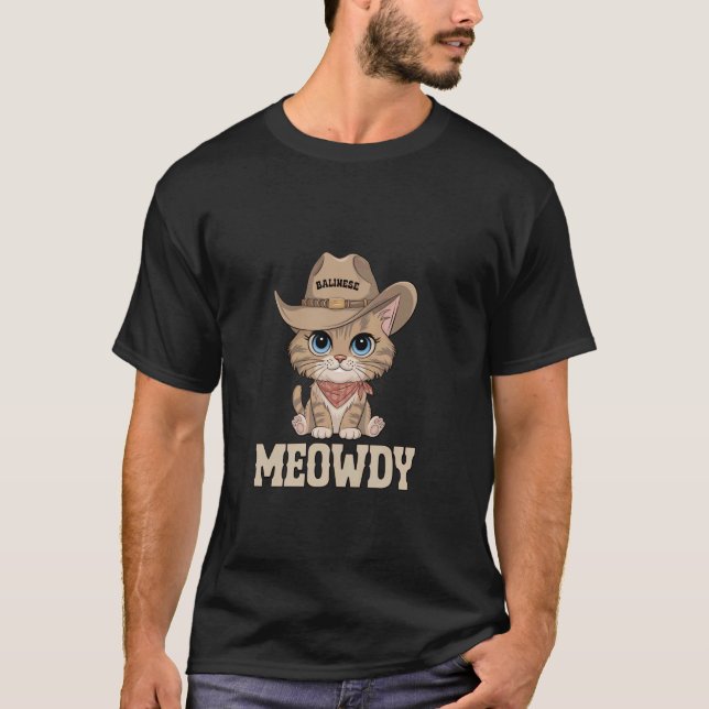 Camiseta Gato Caubói Balinês Meowdy (Frente)