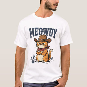 Camiseta Gato Caubói Meowdy Oeste Rodeio Meme Sarcástico Re