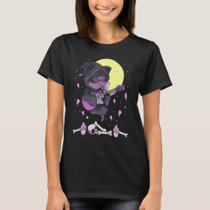 Camiseta Gato Ceifeiro Pastel Góthico Tocando Guitarra