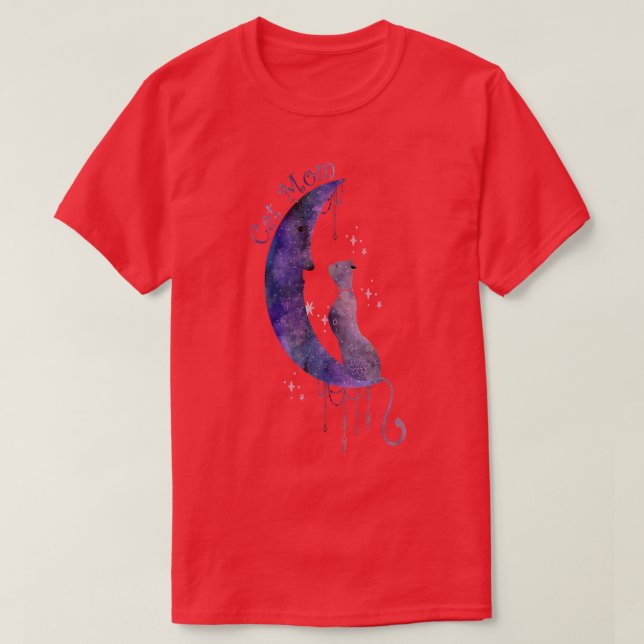 Camiseta Gato Celestial e Lua (Frente do Design)