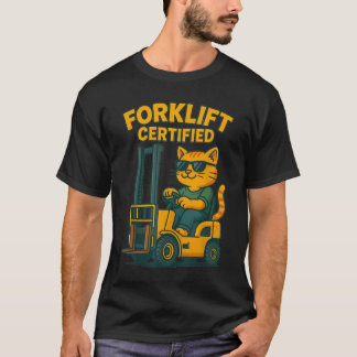 Camiseta Gato Certificado Empilhadeira Para Trabalhadores d