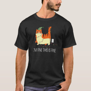 Camiseta Gato Chateado Nas Luzes De Natal Estou Bem, Ele Es