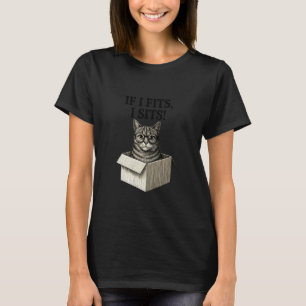 Camiseta Gato Chique Se Eu Caibo Eu Sento Caixa Engraçada M