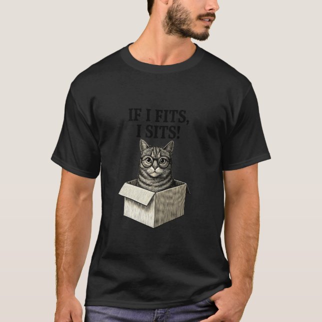 Camiseta Gato Chique Se Eu Couber Eu Sento Caixa Engraçada  (Frente)