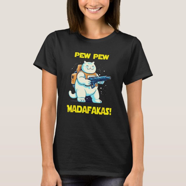 Camiseta Gato Chonk Astronauta Espacial Pew Madafakas (Frente)