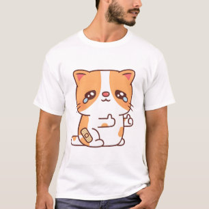 Camiseta Gato Chorando Triste Mas Com Polegar Para Cima
