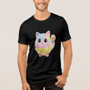 Camiseta Gato Chuvisco Arco-Íris Pastel