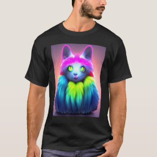 Camiseta Gato Ciber Punk Estranho Homens Mulheres Meninos M