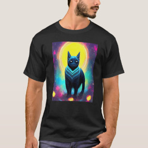 Camiseta Gato Ciber Punk Estranho Homens Mulheres Meninos M