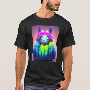 Camiseta Gato Ciber Punk Estranho Homens Mulheres Meninos M