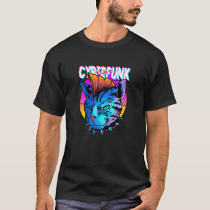 Camiseta Gato Ciberpunk Cyborg Gatinho Futurista Gato Mo