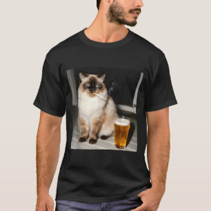 Camiseta Gato Cigarro Gato Engraçado Ragdoll Gato Fumando G