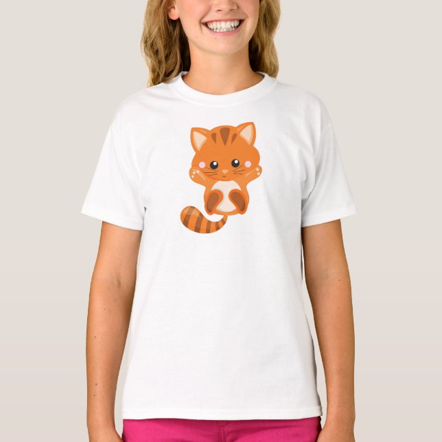 Camiseta Gato Cinto, Gato Laranja, Gato Pequeno, Gatinho, G (Frente)