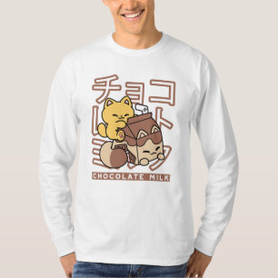 Camiseta Gato Cinto Trilho Chocolate Leite Cartonagem Kawai