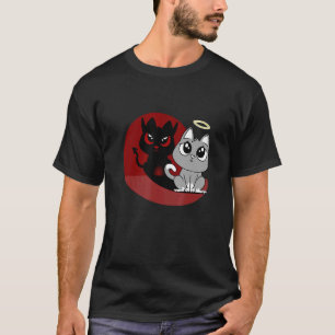 Camiseta Gato Cinza Engraçado Diabo Anjo Gato Mau Sombra do