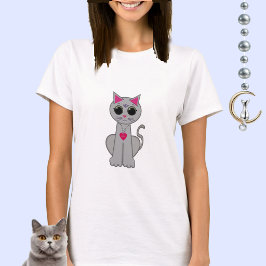 Camiseta Gato cinza fofo
