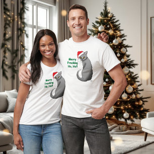 Camiseta Gato Cinzazao Natal Engraçado Humor de Feriado Gat