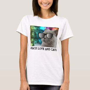 Camiseta Gato cinzento que veste óculos de sol, t-shirt