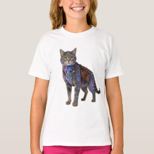 Camiseta Gato Circuito Cyberpunk – Fera da Tecnologia Neon
