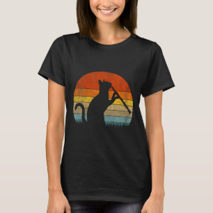 Camiseta Gato Clarinete Engraçado Tocador de Clarinete Músi