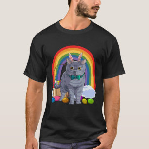 Camiseta Gato Coelho de Páscoa British Shorthair