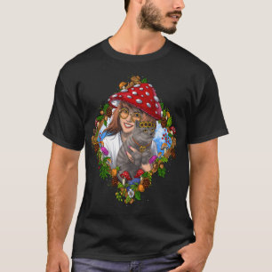 Camiseta Gato Cogumelo Hippie